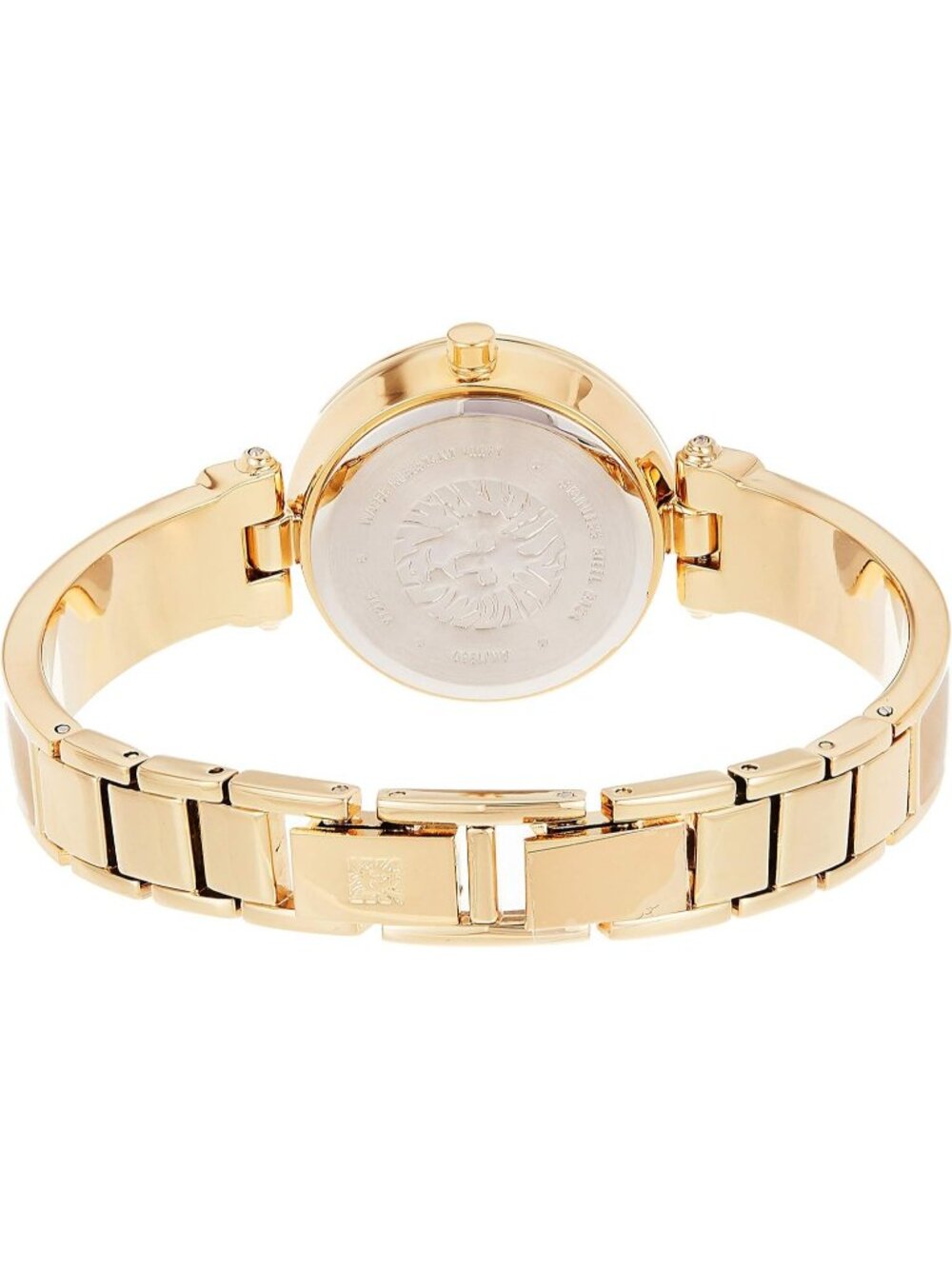 Womens Tan Gold Analog Quartz Bracelet Genuine Diamond Dial Bangle Classic Watch - Picture 2 of 6